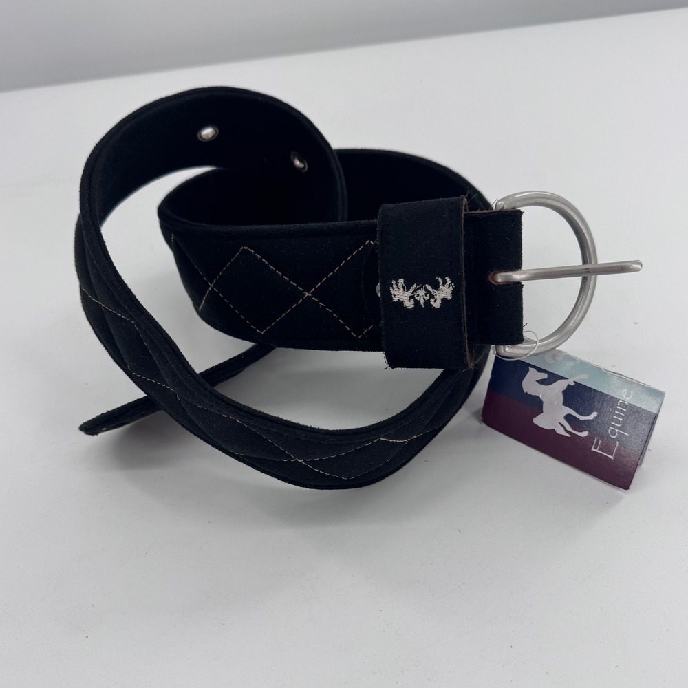 Equine Couture Quilted Suede Belt Black Tan‎ Equestrian 85440BLT Size M
